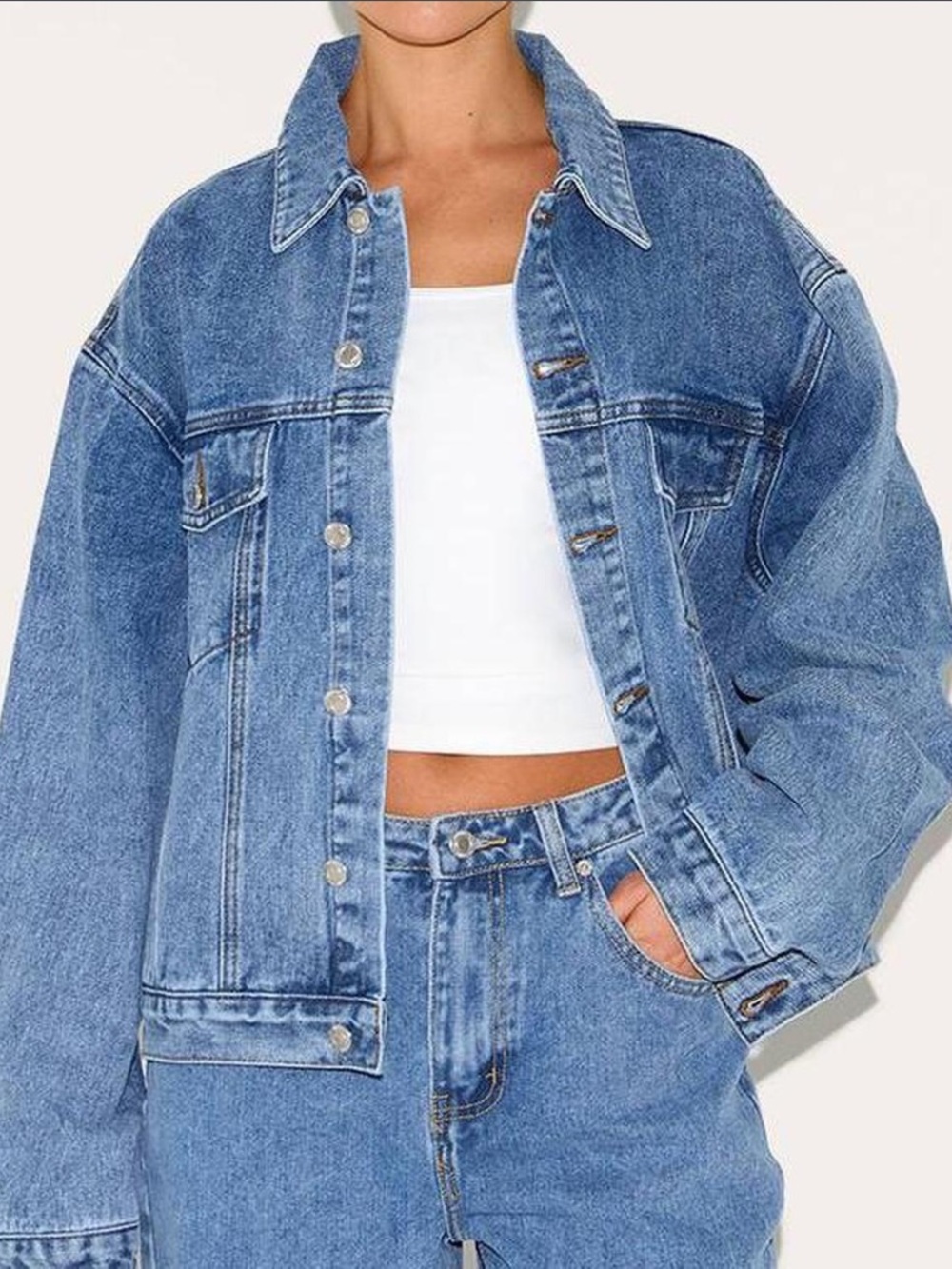 Vintage Eddie Bauer Blue Denim Jacket Oversized Medium
